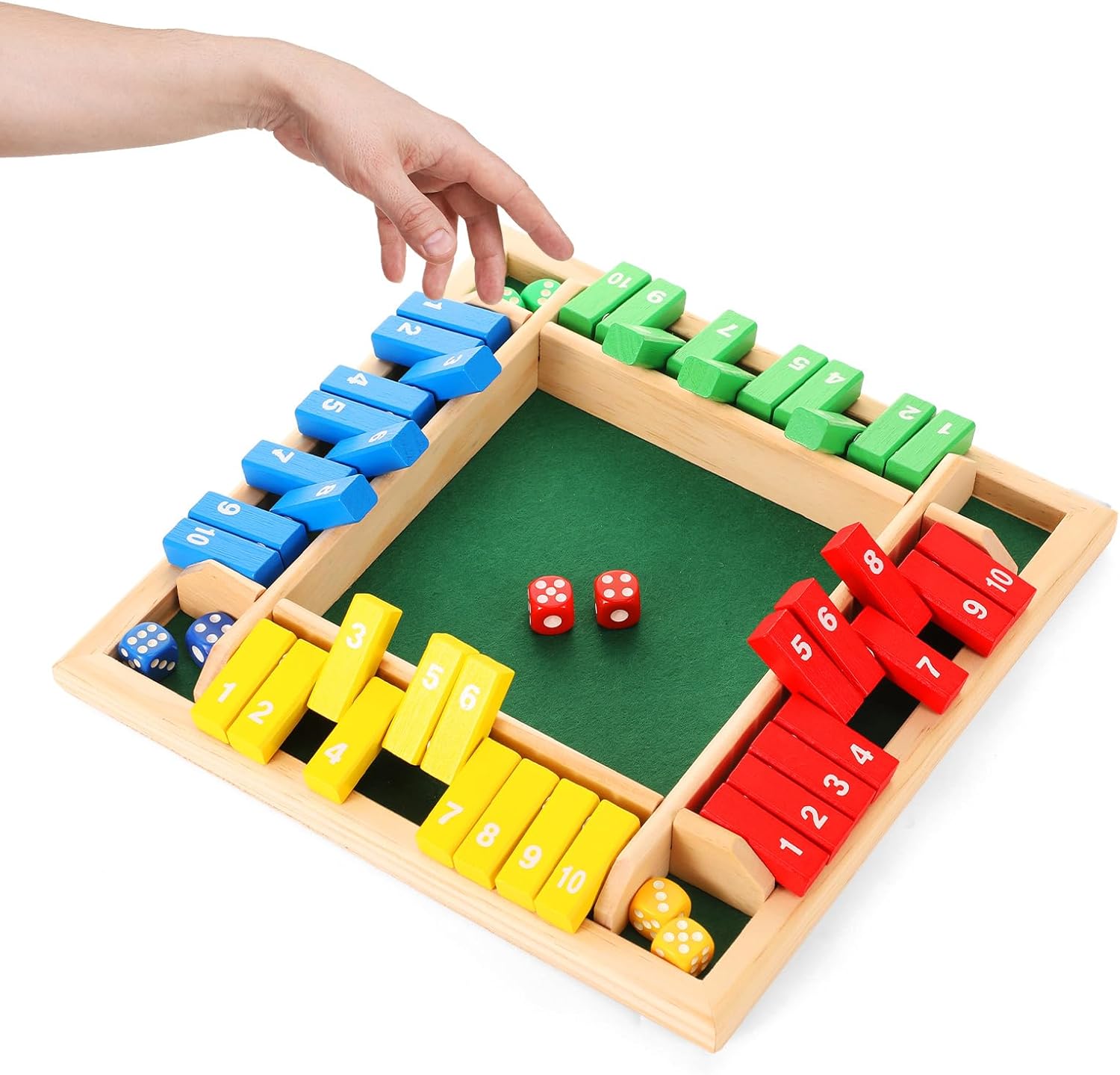 Fidtoy Colorful Wooden Dice Number Game for Family Montessori Math Board Game
