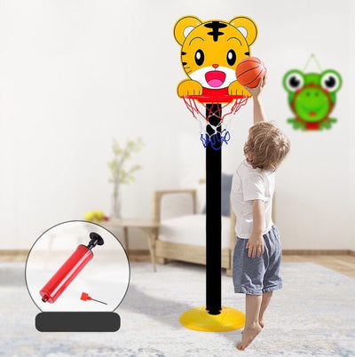 Fidtoy Kids Indoor Adjustable Basketball Hoop Playset with Tiger Base Ball Pump and Active Sports Fun