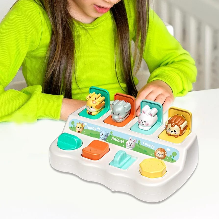 Fidtoy Cute Animal Learning Pop Up Toy for Toddlers 12+ Months Interactive Cause and Effect Educational Animal Activity Toy