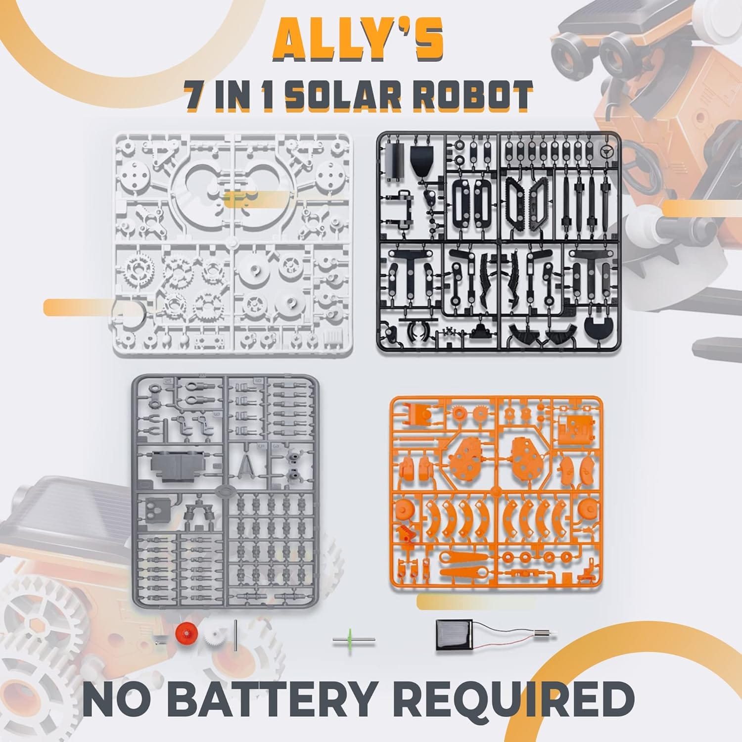 Fidtoy 7-in-1 STEM Solar Power Robot Experiment Kit for Kids, DIY Solar Powered Robot Building Toy, Renewable Energy Engineering Science Kit Age 8+
