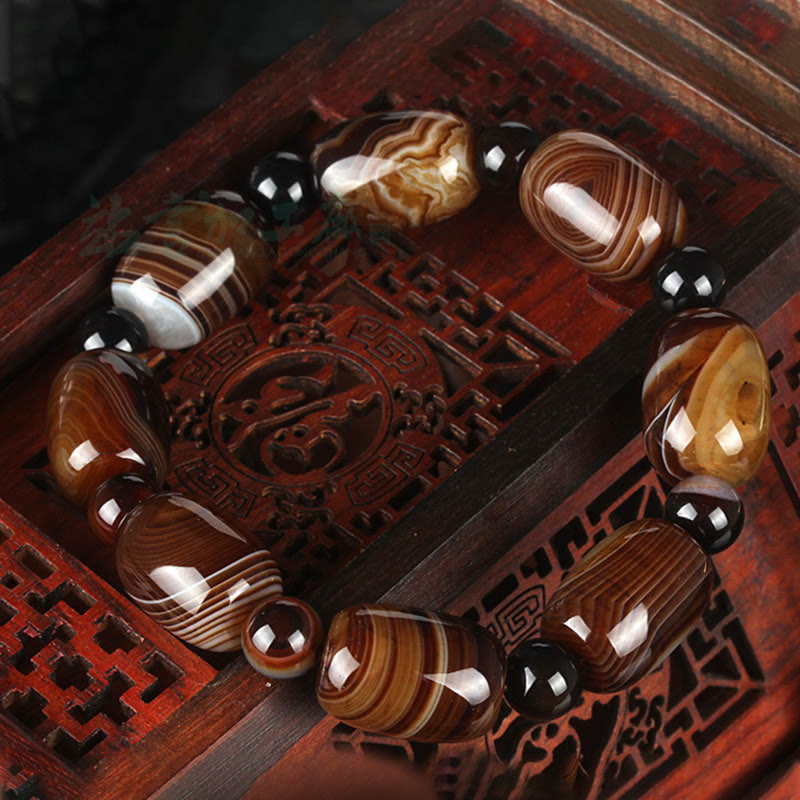 Buddha Stones Natural Sardonyx Courage Happiness Bracelet Bracelet BS 4