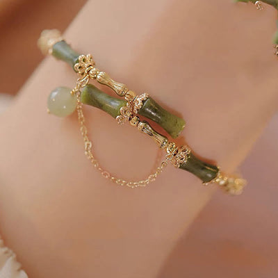 Buddha Stones Bamboo Jade Pattern Luck Bracelet Bangle Bracelet Bangle BS 2