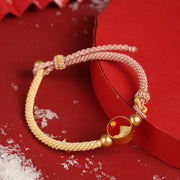 Bracelet de couple Foviel fait main avec cordon bicolore et gravure montagne et mer porte-bonheur