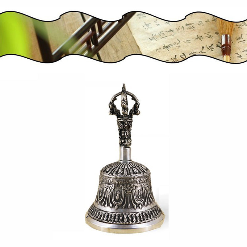 Buddha Stones Tibetan Meditation Bell and Vajra Dorje Copper Decoration Set Buddhist Supplies BS 26