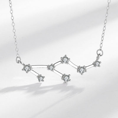 Collar Foviel de plata de ley 925 con las 12 constelaciones del zodiaco