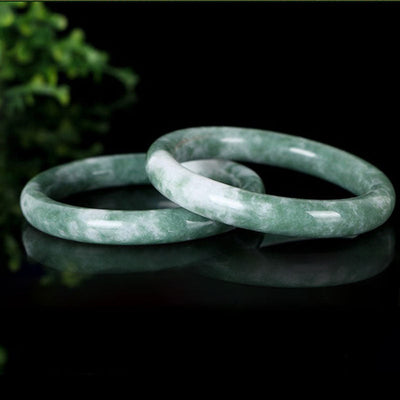 Buddha Stones Natural Jade Luck Abundance Bangle Bracelet Bracelet BS 7