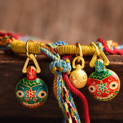 Buddha Stones Gold Swallowing Beast Family Luck Reincarnation Knot Braid Colorful String Bracelet Bracelet BS 3