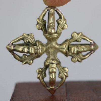Buddha Stones Nepal Handmade 5 Prong Double Dorje Copper Strength Vajra Double Dorje BS Dorje/Vajra(Enlightenment♥Spiritual Power)