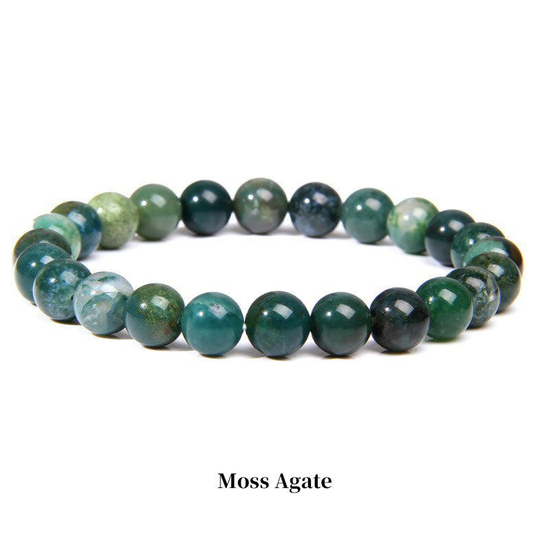 Buddha Stones Natural Stone Quartz Healing Beads Bracelet Bracelet BS 8mm Moss Agate