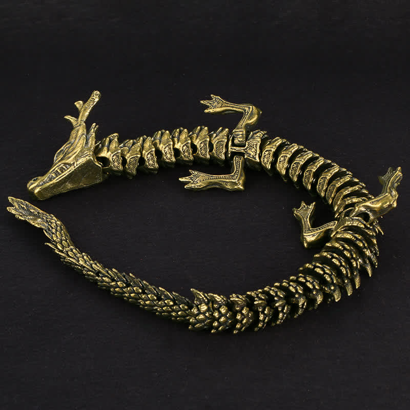 Buddha Stones Brass Copper Dragon Wealth Luck Protection Statue Figurine Home Decoration Decorations BS 4