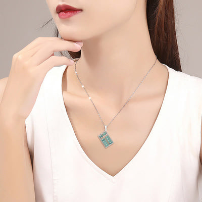 Buddha Stones Natural Jade Abacus Pattern Abundance Titanium Steel Chain Necklace Pendant - image 10