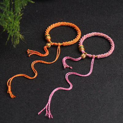 Buddha Stones Tibetan Handmade Luck Prayer Wheel Bead Charm Weave Colorful String Bracelet Bracelet BS 17