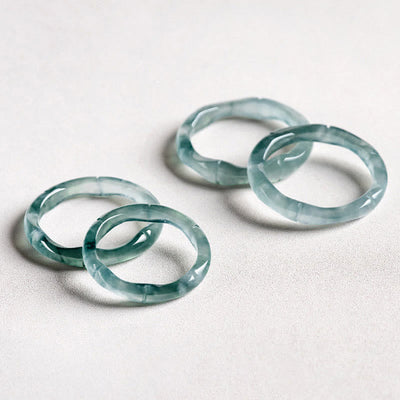 Buddha Stones Natural Jade Bamboo Prosperity Abundance Ring Ring BS 15