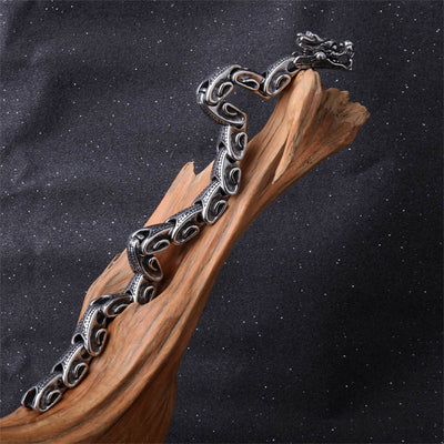 Buddha Stones Dragon Titanium Steel Luck Bracelet Bangle Bracelet Bangle BS 4