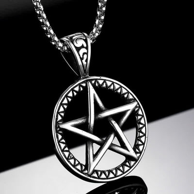 Buddha Stones Pentagram Titanium Steel Balance Necklace Pendant Necklaces & Pendants BS 3