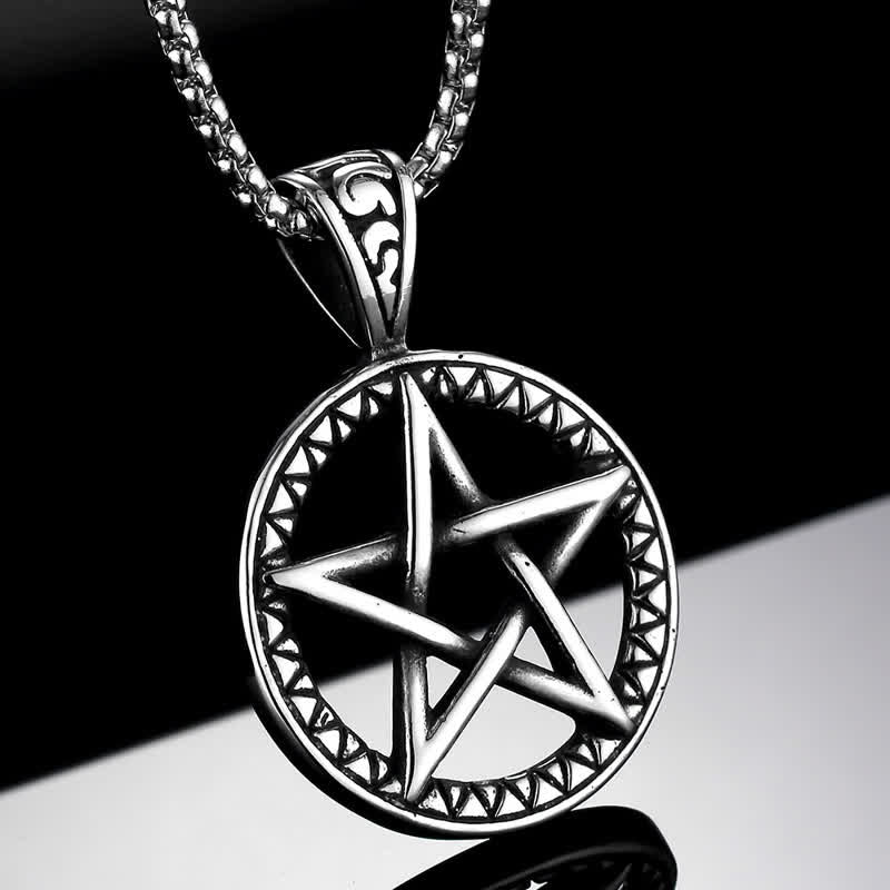 Buddha Stones Pentagram Titanium Steel Balance Necklace Pendant Necklaces & Pendants BS 3