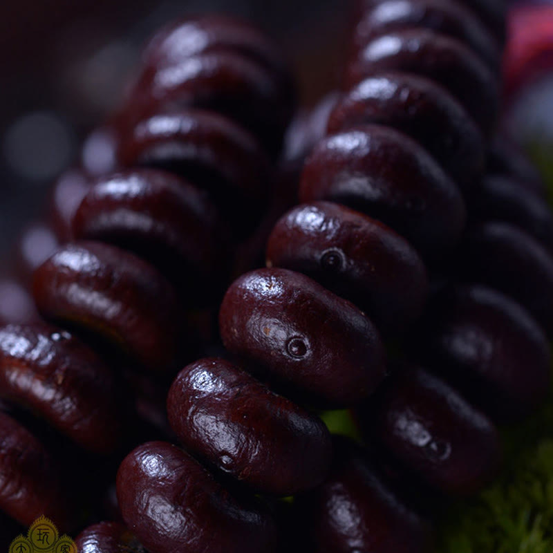 Buddha Stones Natural Tibet 108 Mala Beads Purple Bodhi Seed Wealth Bracelet Mala Bracelet BS 3