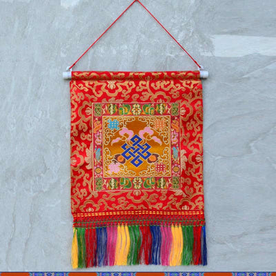 Buddha Stones Vajra Auspicious Symbols Spiritual Power Wall Art Wall Art BS The Knot of Eternity Orange