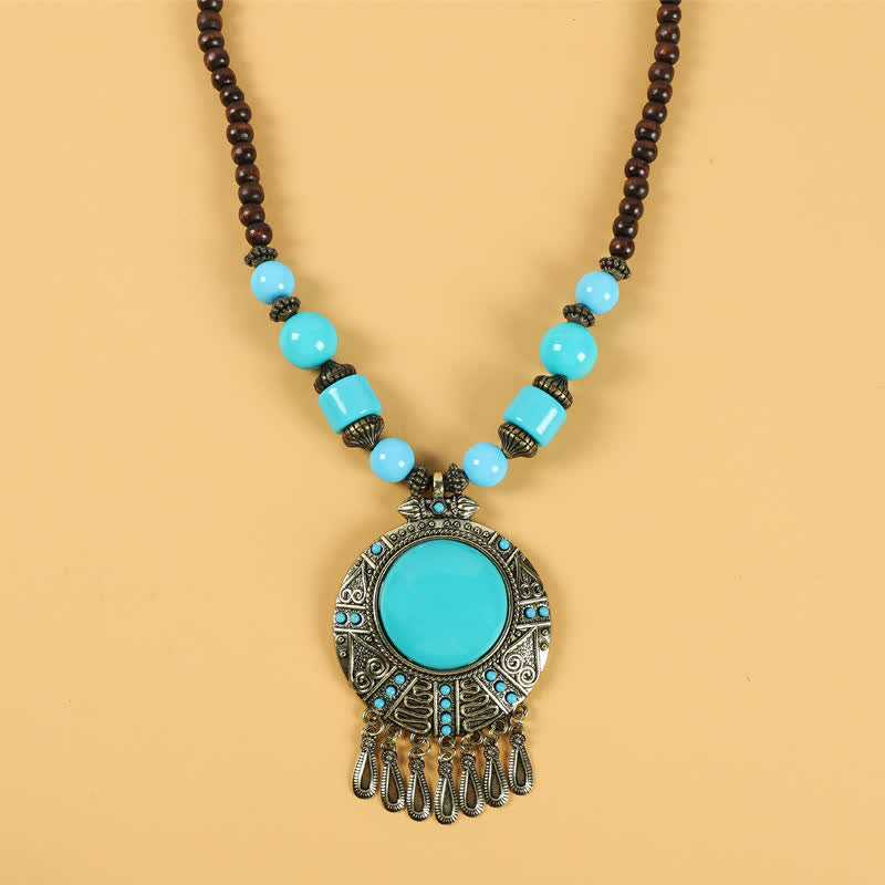 Buddha Stones Tibetan Retro Beads Tassel Hair Decoration Hair Accessories Decorations BS Water Drop-Blue