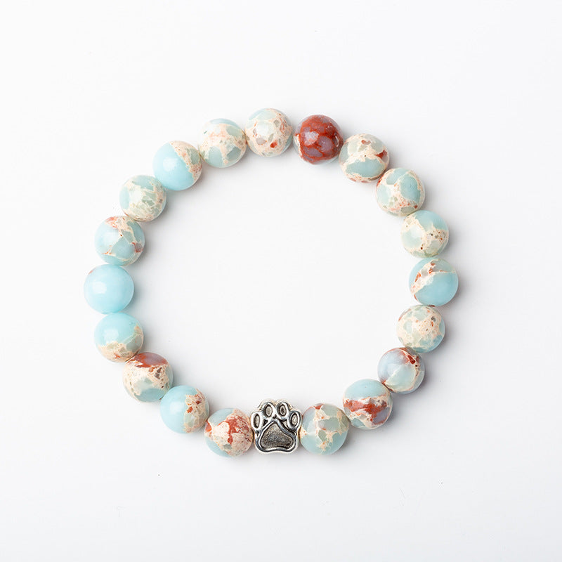 Indian Agate Green Agate Dog Paw Positive Calm Bracelet Bracelet BS 21