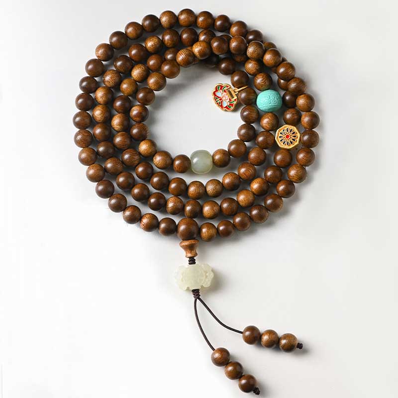 Buddha Stones Tibetan Rosewood Protection Calm Bracelet Mala Mala Bracelet BS 11