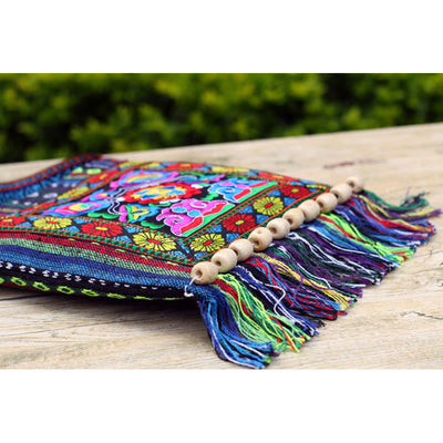 Buddha Stones Tibetan Handmade Embroidered Camellia Canvas Shoulder Bag Crossbody Bag Crossbody Bag BS 6