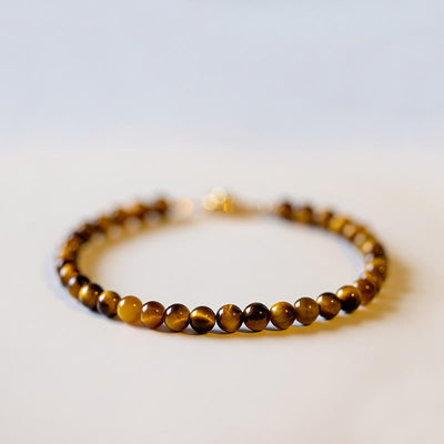 Foviel 14K Gold Plated Natural Tiger Eye Stone Courage Protection Bracelet