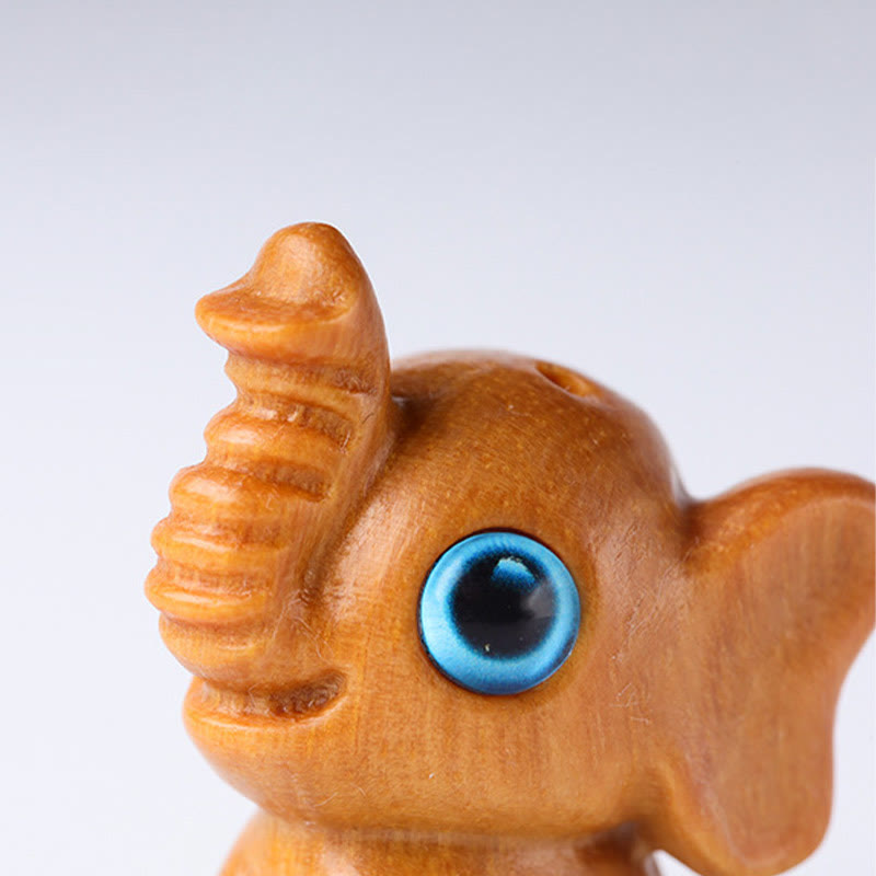 Foviel Sandalwood Small Leaf Red Sandalwood Green Sandalwood Lucky Mini Elephant Carved Protection Decoration