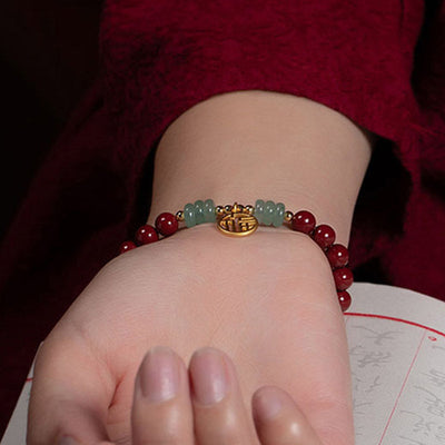 Buddha Stones Cinnabar Green Aventurine Luck Blessing Bracelet Bracelet BS 4