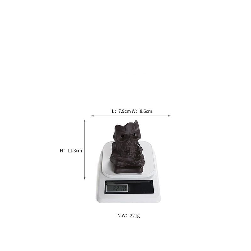 Buddha Stones Halloween Skull Head Purple Clay Healing Incense Burner Decoration Incense Burner BS 9