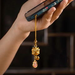 Buddha Stones Dancing Lion Auspicious Ruyi Safe Peace Rich Copper Wealth Phone Hanging Decoration Phone Hanging Decoration BS Dancing Lion Letter Auspicious