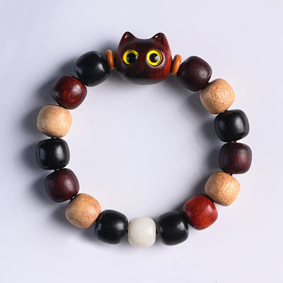 Foviel Kleine Blatt rot Sandelholz Ebenholz Holz niedlich Katze Gravur Schutz Armband