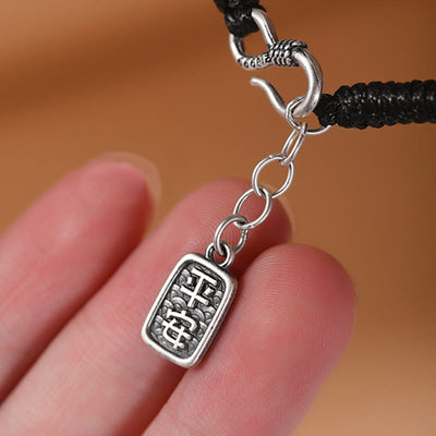 Buddha Stones 999 Sterling Silver Fu Character Peace Buckle Copper Coin Auspicious Clouds Fortune Bracelet Bracelet BS 5