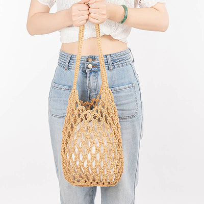 Buddha Stones Hand-woven Cotton Thread Shoulder Bag Handbags Shoulder Bag&Handbags BS 5