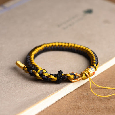 Buddha Stones Handmade Tibetan Black Gold Dragon Scale Rope Om Mani Padme Hum Purity Bracelet Bracelet BS 4