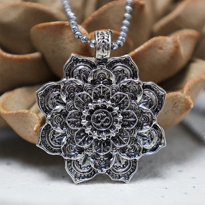 Buddha Stones Tibetan Lotus Blessing Necklace Pendant Necklaces & Pendants BS 5