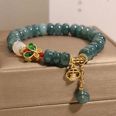 Buddha Stones Jade White Agate Butterfly Abacus Beads Abundance Bracelet Bracelet BS 2