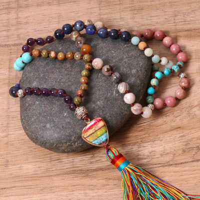 Buddha Stones Tibetan Turquoise Lazurite Zebra Jasper Balance Necklace - image 2