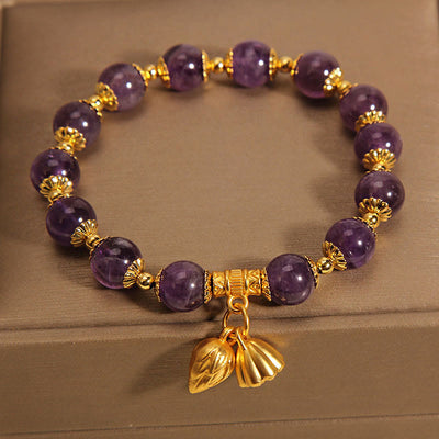 Buddha Stones Natural Amethyst Lotus Healing Spiritual Bracelet Bracelet BS 6