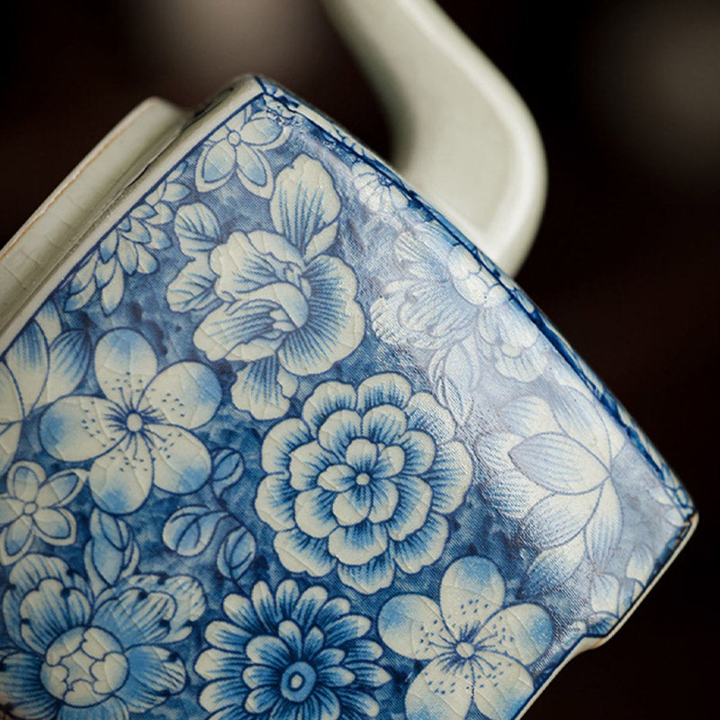 Buddha Stones Blue and White Porcelain Chinese Gongfu Tea Ceramic Kung Fu Teapot Cup Tea Filter Canister Teapot BS 7