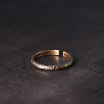 Buddha Stones Tibetan Vintage Texture Design Copper Luck Couple Ring Ring BS 10