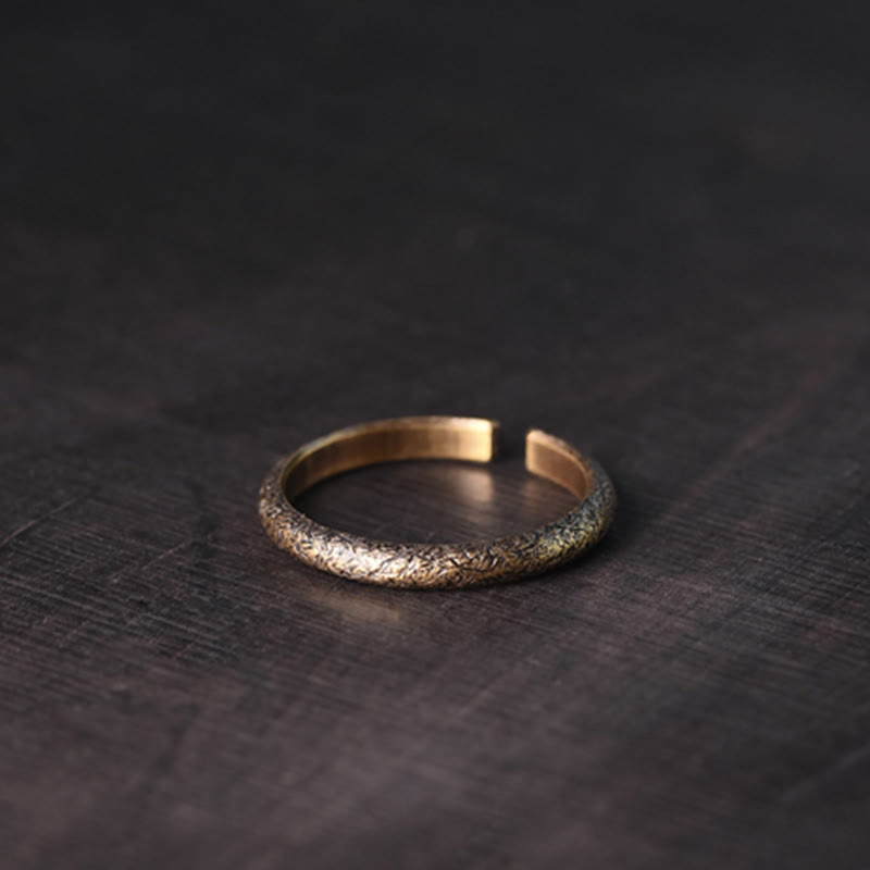 Buddha Stones Tibetan Vintage Texture Design Copper Luck Couple Ring Ring BS 10