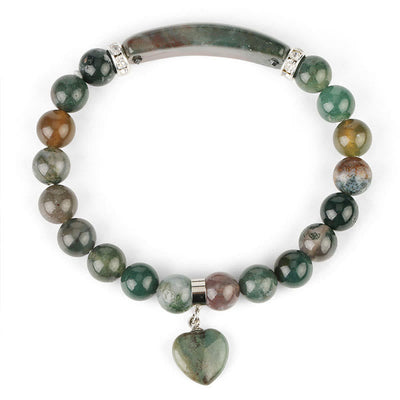 Foviel Natural Quartz Love Heart Healing Beads Bracelet