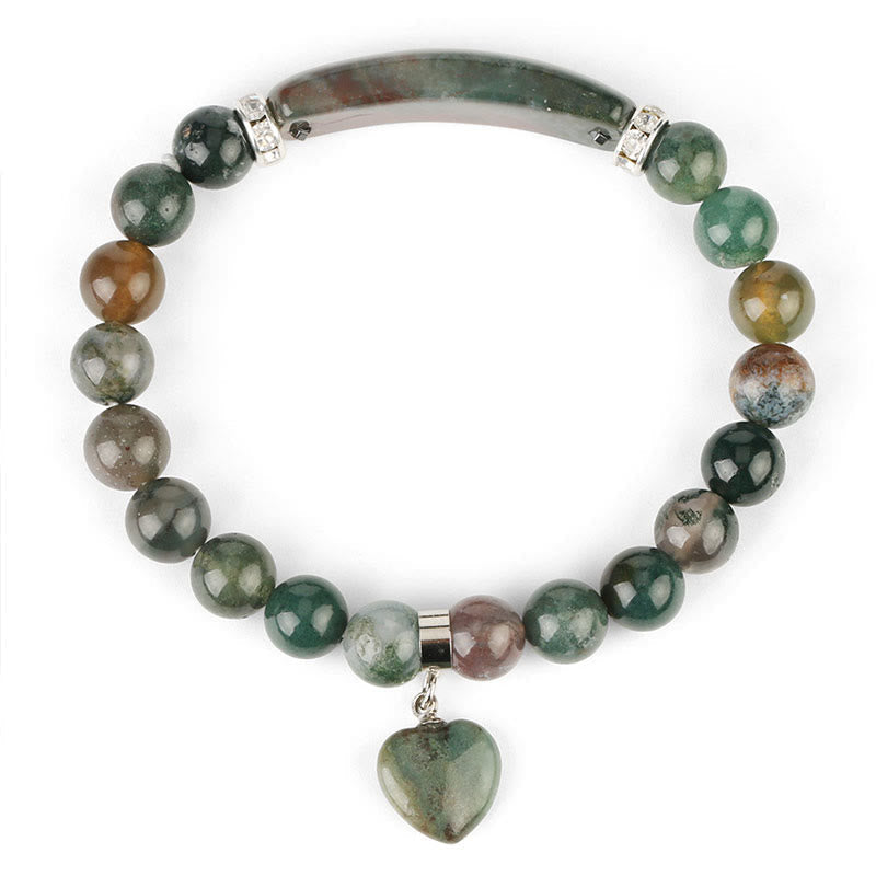 Foviel Natural Quartz Love Heart Healing Beads Bracelet