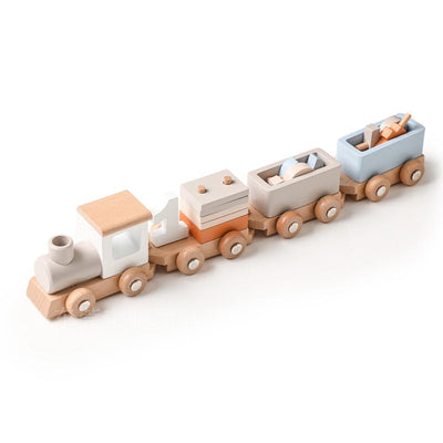 Train d'anniversaire en bois Fidtoy avec blocs numérotés