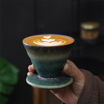 Buddha Stones Vintage Design Ceramic Coffee Mug Tea Espresso Coffee Cup 150ml Coffee Mug BS Green 9cm*9cm*8cm*150ml