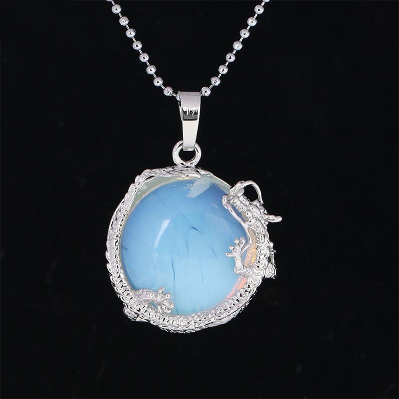 Buddha Stones Chinese Dragon Natural Quartz Crystal Healing Energy Necklace Pendant Necklaces & Pendants BS Opal