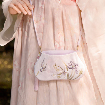 Buddha Stones Luck Embroidery Lotus Koi Fish Rabbit Flower Hanfu Bag Crossbody Bag Shoulder Bag Bag BS Koi Fish Iris
