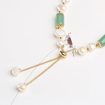 Buddha Stones Green Aventurine Pearl Pink Crystal Bead Luck Bracelet Bracelet BS 6