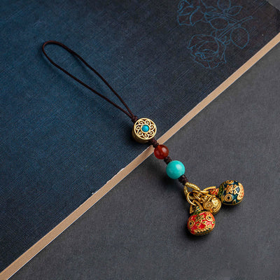 Buddha Stones Gold Swallowing Beast Family Luck Car Key Chain Phone Hanging Decoration Hanging Decoration BS A Family Of Three Brown Phone Hanging Decoration